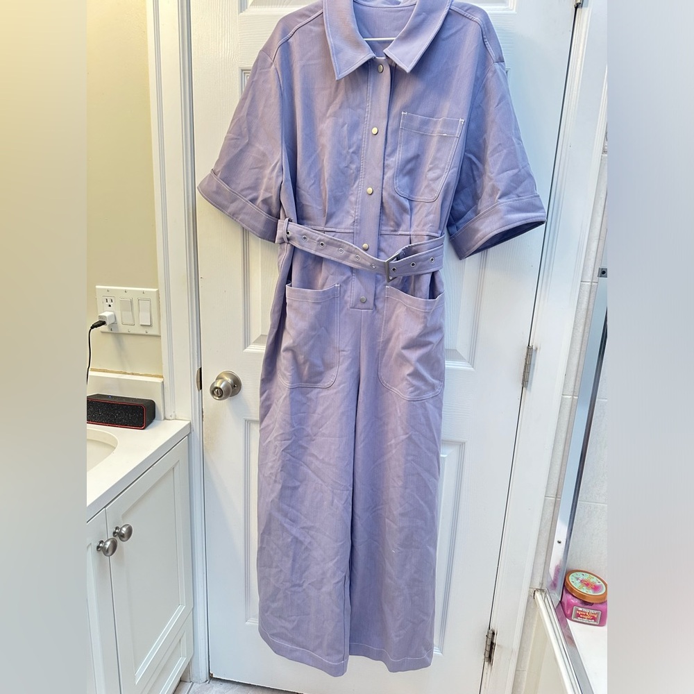 Never worn Silk Maison lilac jumpsuit with snap fasteners